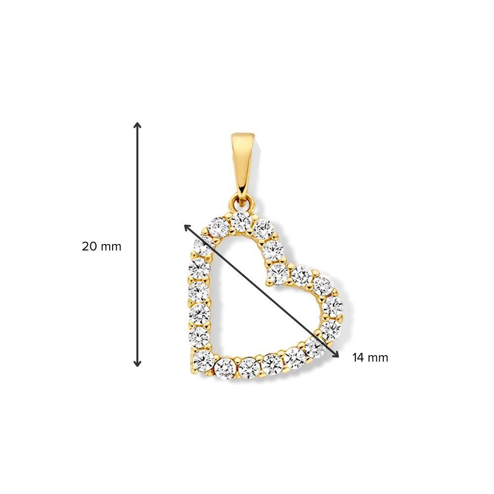 Ciondolo a Cuore in Oro Giallo con Zirconi - Eleganza Incantevole - Van der Kooij