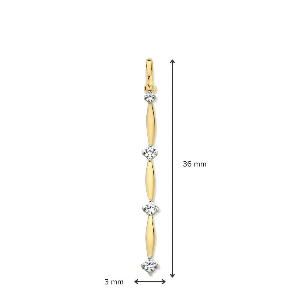 Ciondolo in Oro Giallo con Zircone – Eleganti Ganci, 14 Carati