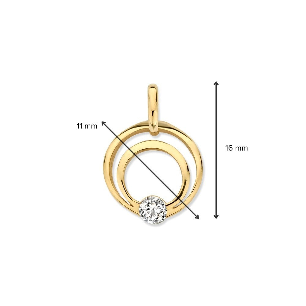 Ciondolo in Oro Giallo 14K con Zirconia – Elegante Gioiello da Donna
