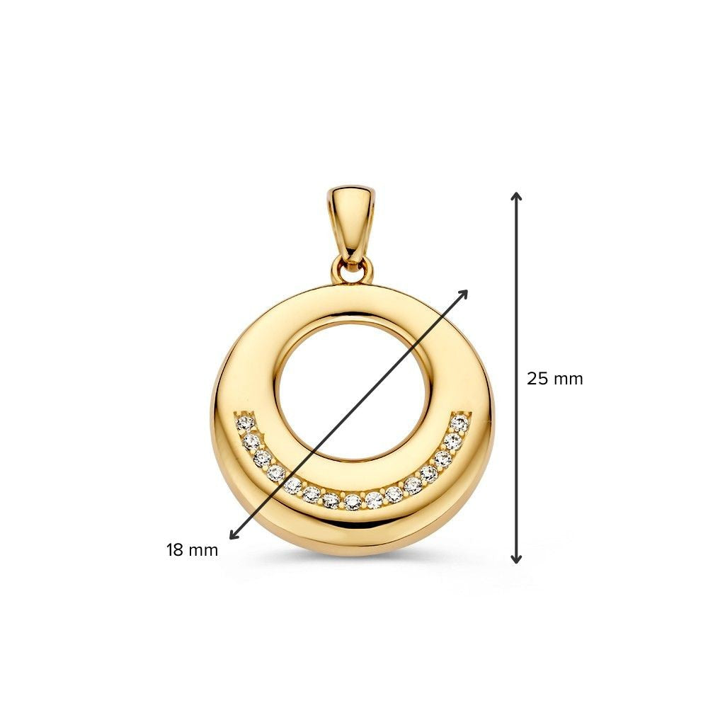 Ciondolo Rotondo in Oro Giallo con Zirconia – Eleganza Senza Tempo