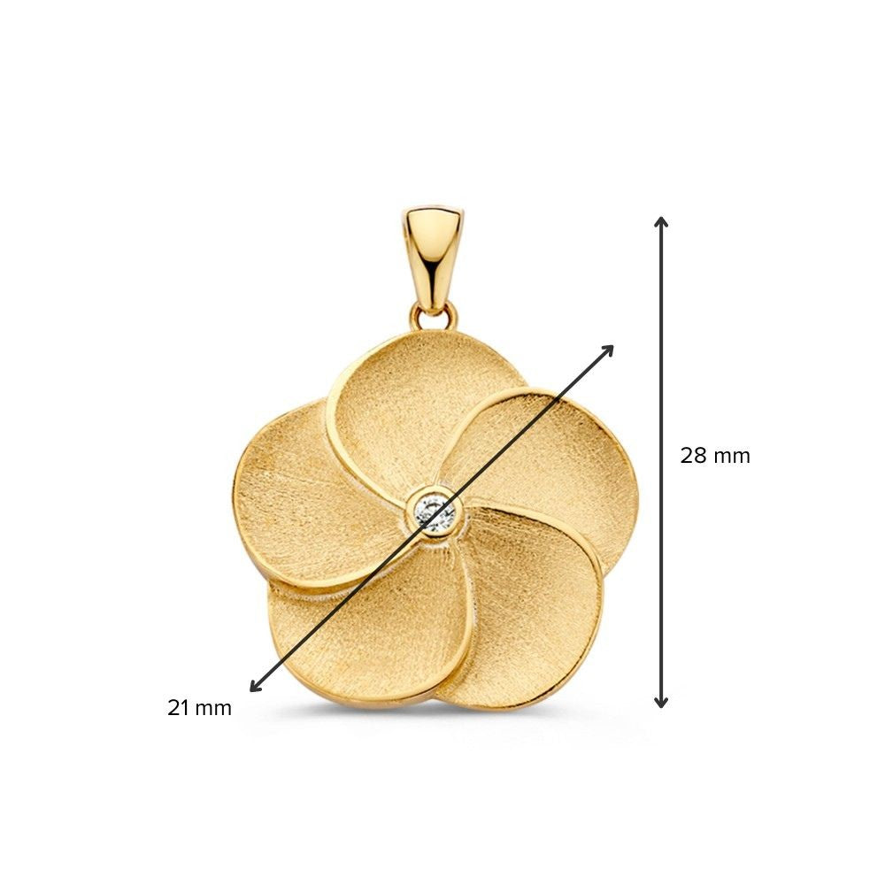 Elegante Ciondolo Fiore in Oro con Zircone – Senza Tempo e Sobrio