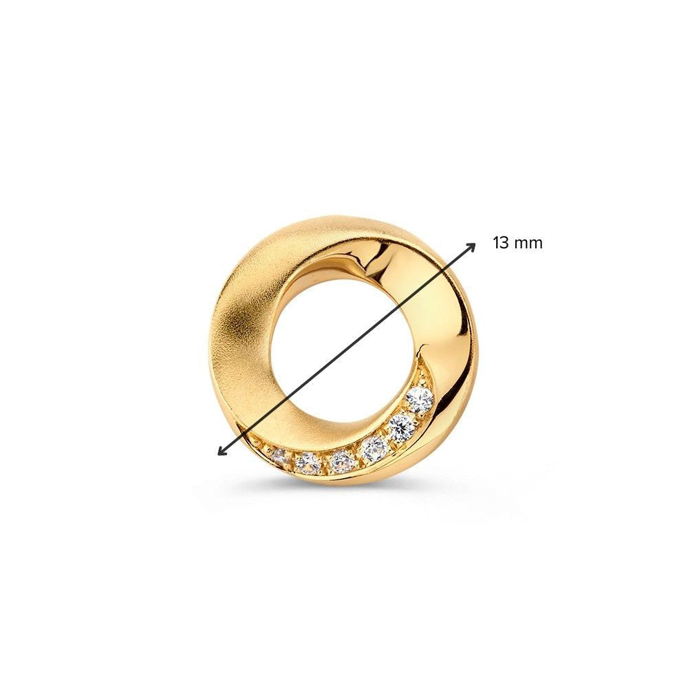 Ciondolo in oro giallo con fascia ritorta e zirconi – 14 carati, 1,3 grammi, 14 mm