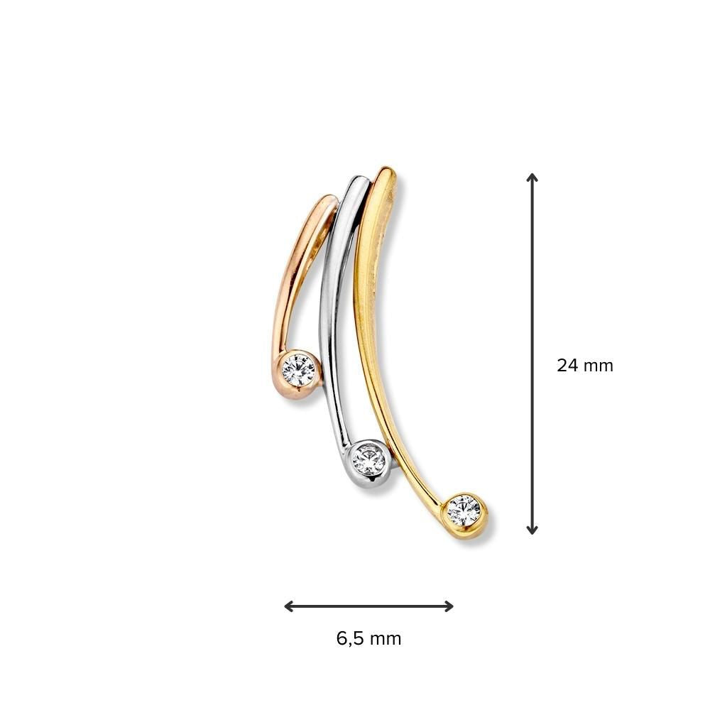 Ciondolo in Oro Tricolore con Zircone – Oro 14 Carati, Zircone Bianco, Elegante Ciondolo da Donna
