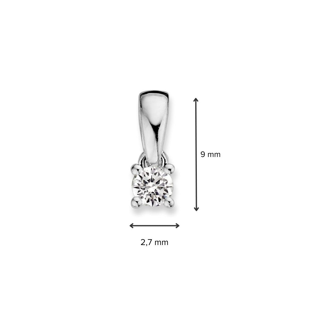 Ciondolo in Oro Bianco 14 Carati con Diamante Brillante da 0,10 ct