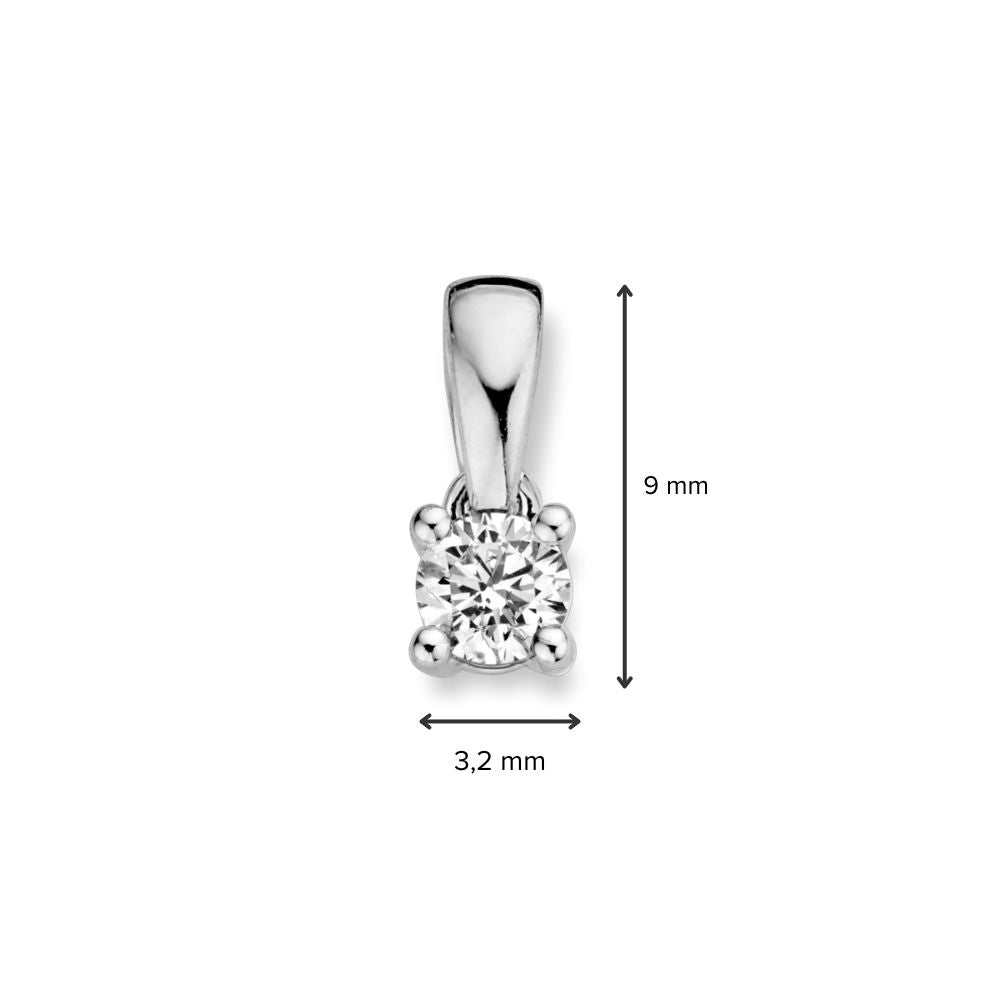 Ciondolo Solitario in Oro Bianco 14 Carati con Diamante Brillante da 0,16 ct