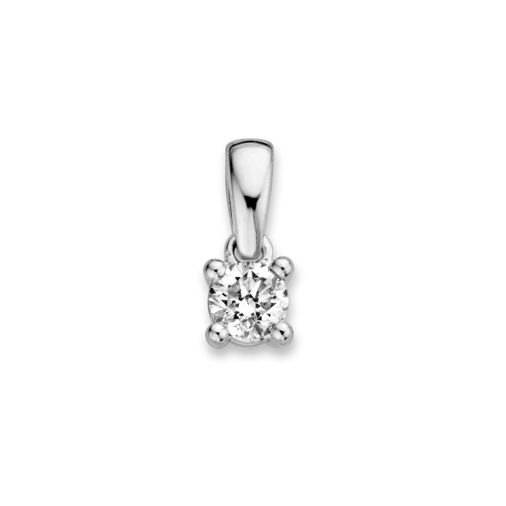 Ciondolo in oro bianco 14 carati con diamante brillante da 0,19 ct.
