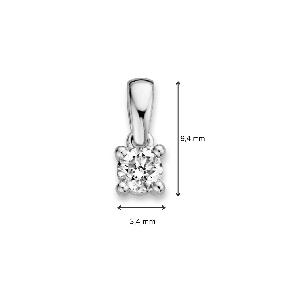 Ciondolo Solitario in Oro Bianco 14 Carati con Diamante Brillante da 0,19ct