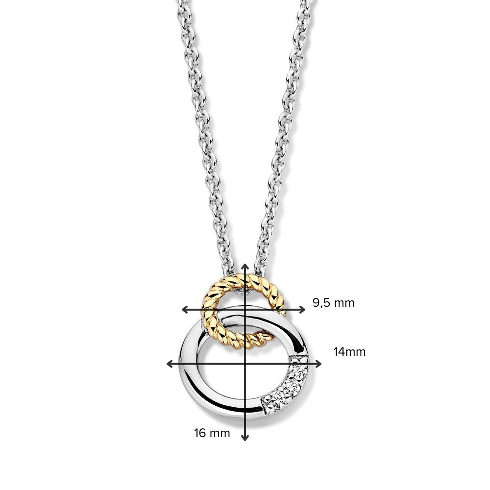 Collana in argento con ciondolo d'oro e tre zirconi – 16 mm, 0.7 grammi