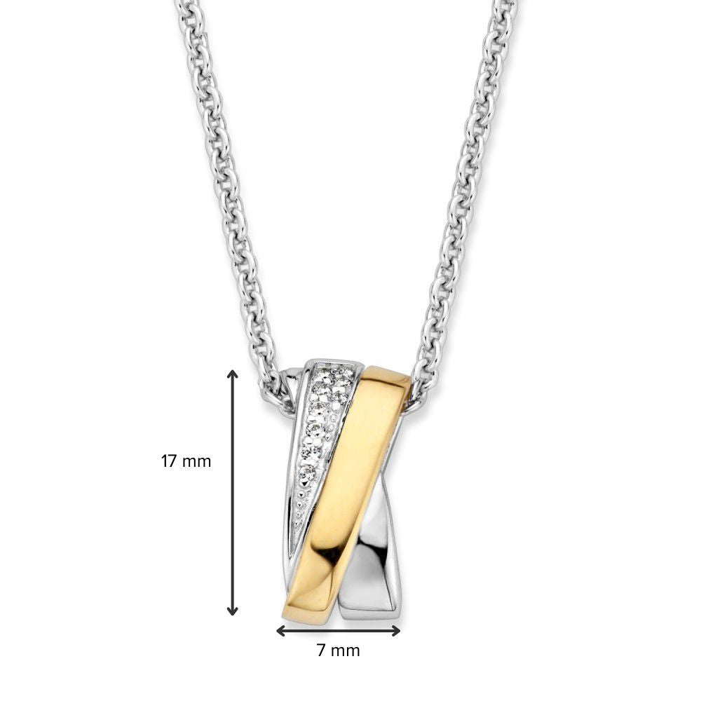 Ciondolo in argento e oro con zirconia bianca – 17 mm, 0,7 grammi