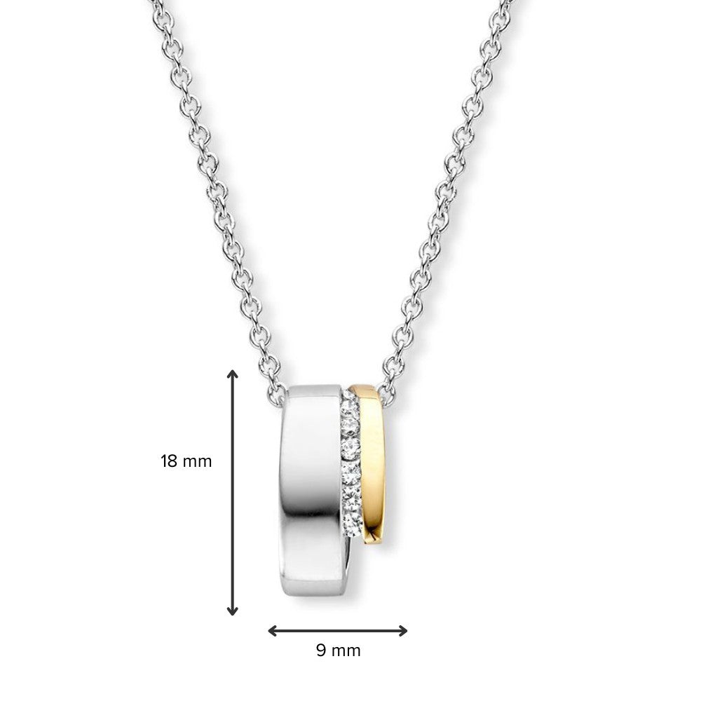 Ciondolo in Argento e Oro con Zircone Bianco – 18 mm, 0,4 grammi