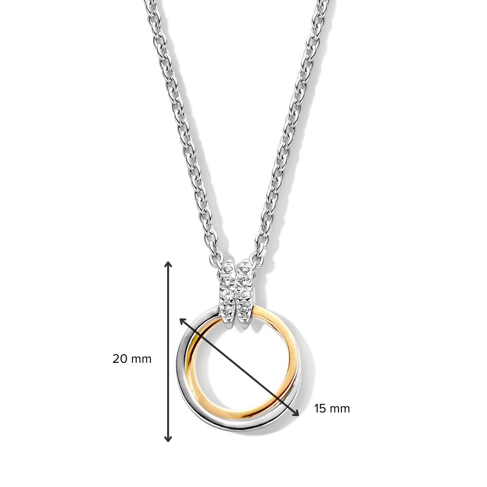 Ciondolo in Argento e Oro con Zircone Bianco – 20 mm, 0,6 grammi