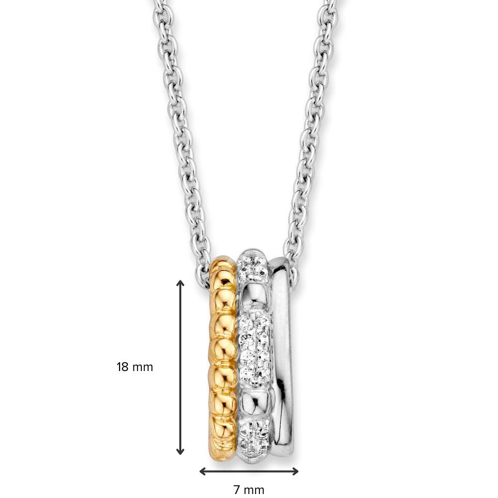 Zilveren en gouden hanger met witte zirkonia – 18 mm, 0.7 gram