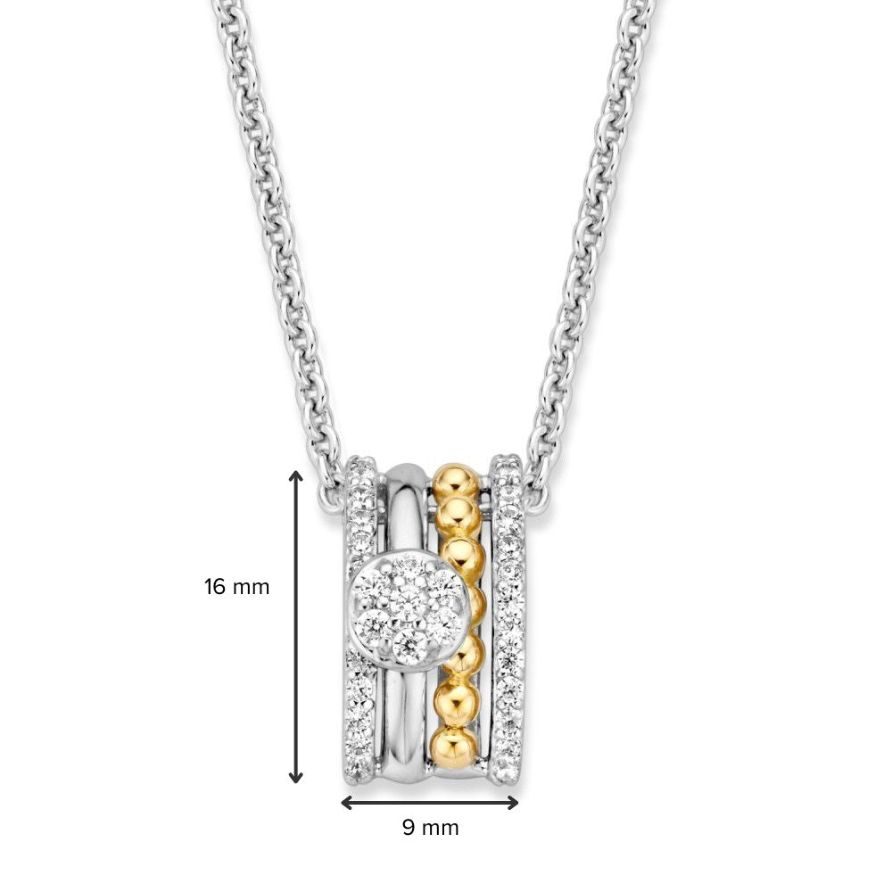 Ciondolo in argento e oro con zirconia bianca – 16 mm, 0.6 grammi