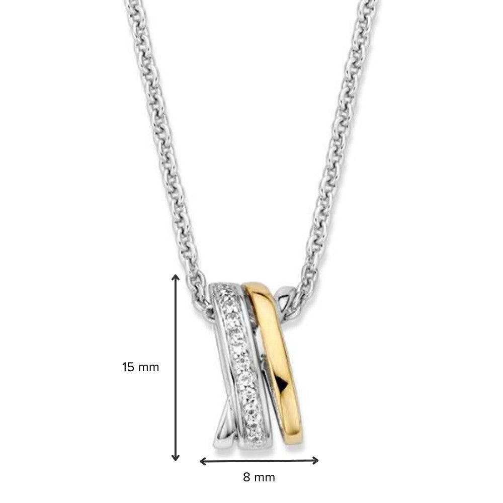 Ciondolo in argento e oro con zircone bianco – 15 mm, 0.6 grammi