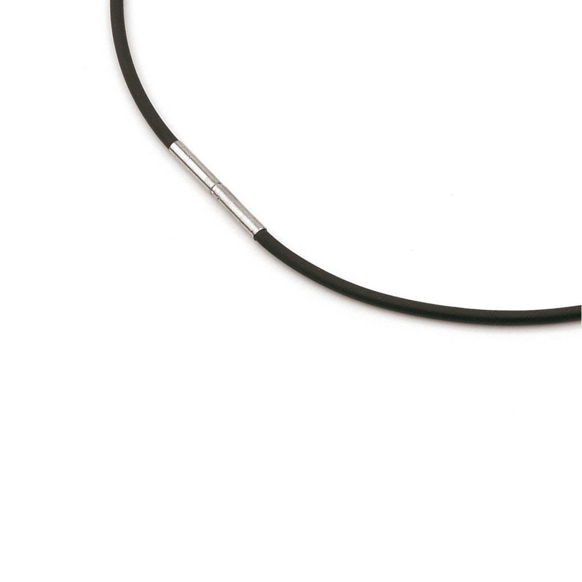 Collana in titanio con inserto in metallo, lunghezza regolabile, corda nera.