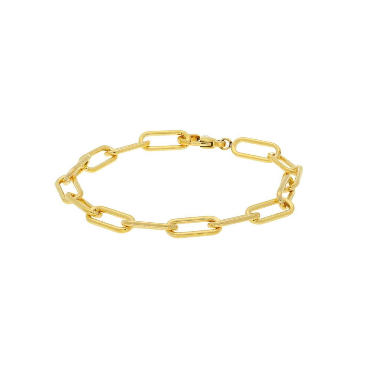 Bracciale in titanio placcato oro con maglie rettangolari collegate.