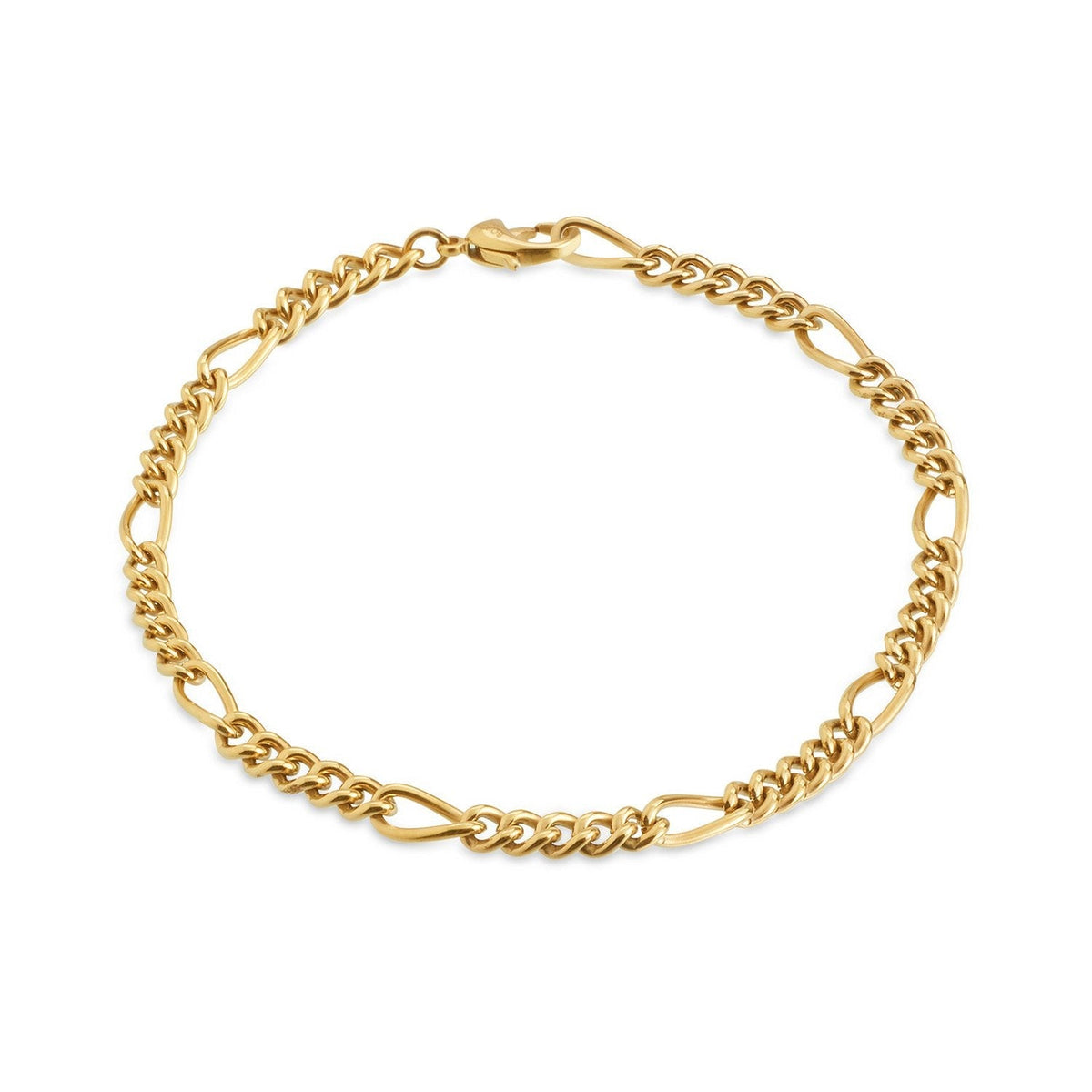 Bracciale in titanio placcato oro con maglie ovali e rotonde alternate.