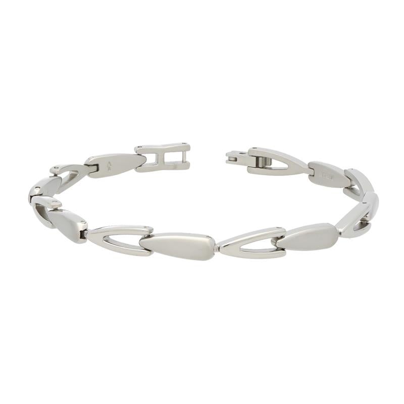 Bracciale in titanio con maglie ovali e finitura lucida.