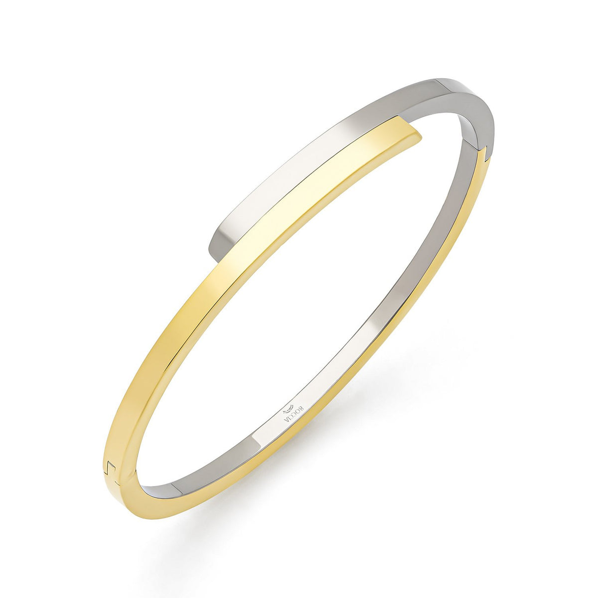 Bracciale rigido bicolore in titanio con finitura lucida e opaca.