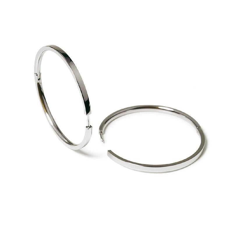 Orecchini in titanio lucido con design semplice e forma circolare.