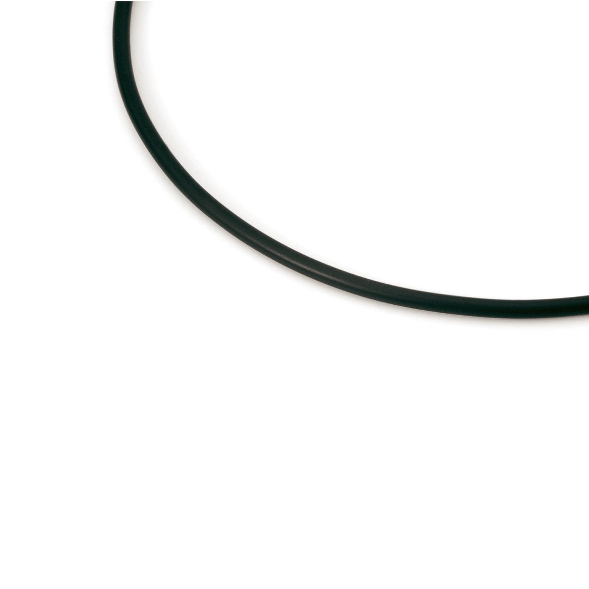 Collana in titanio con cordino in gomma nera.