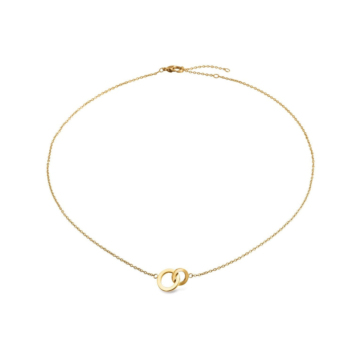 Collana in titanio con pendente a forma di infinito, finitura dorata.