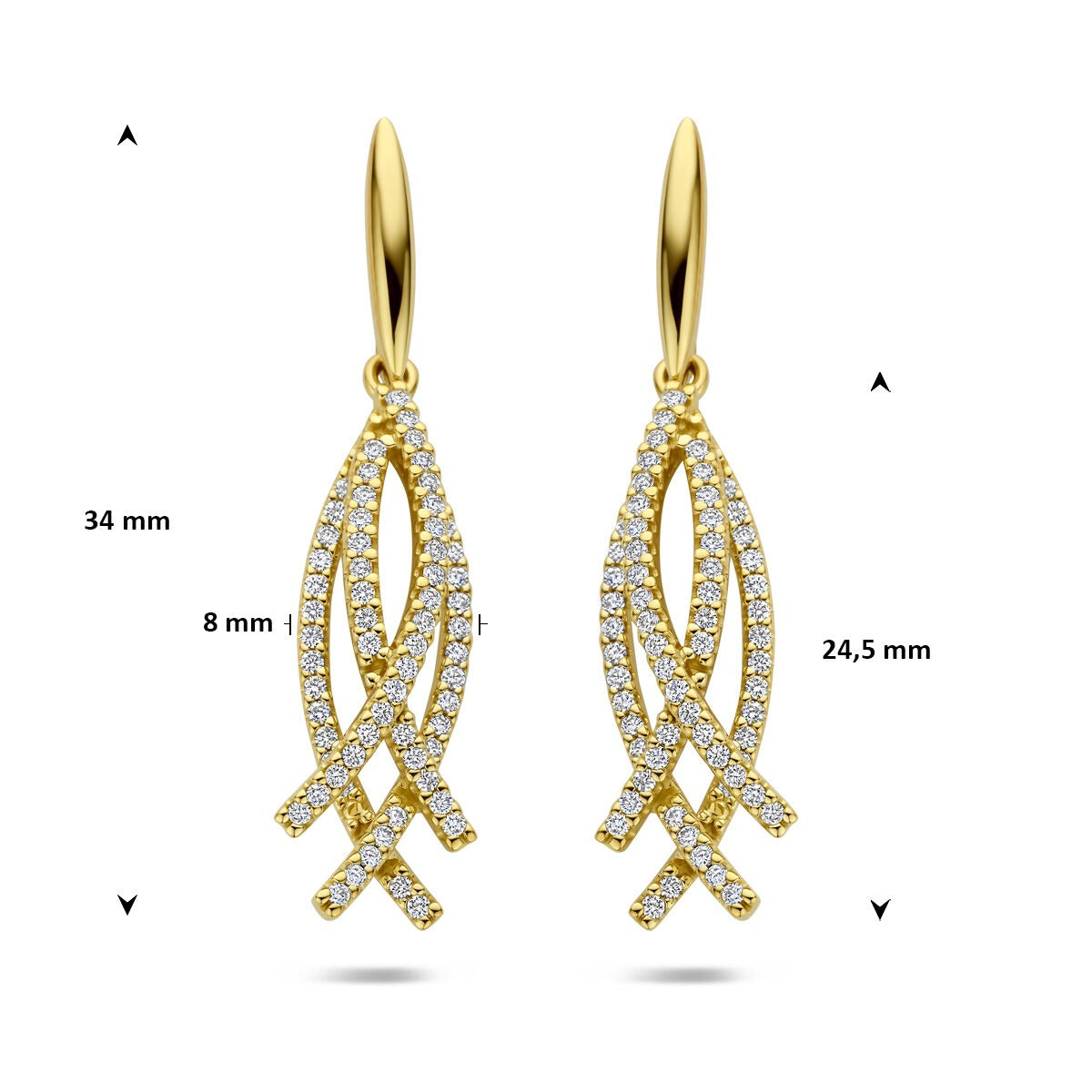 Orecchini pendenti in oro giallo 14k con diamante