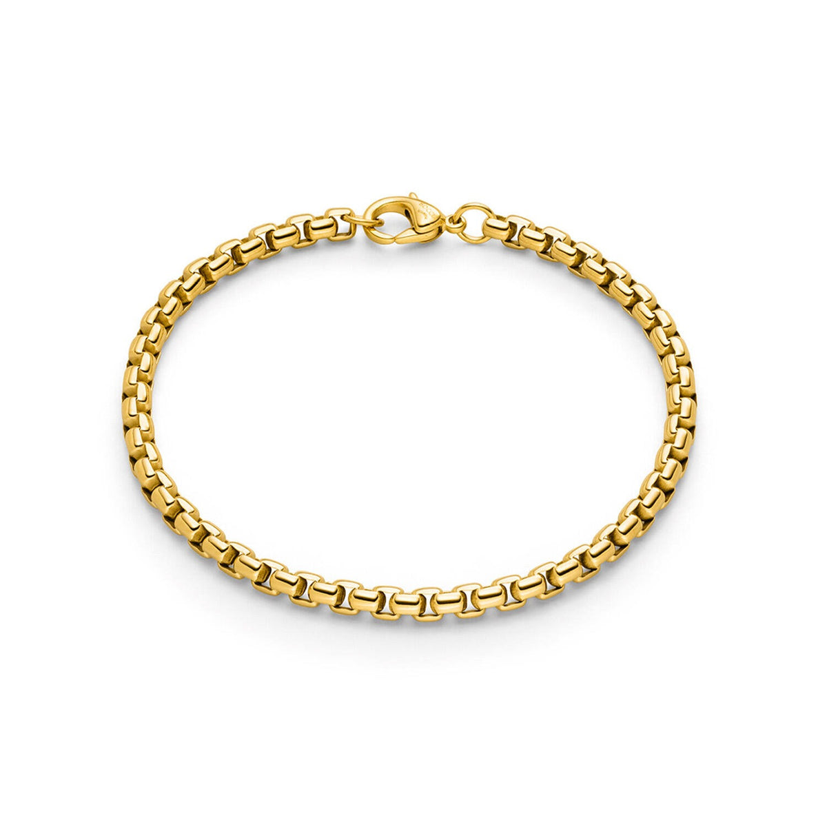 Bracciale in titanio dorato con maglie quadrate, lunghezza 18 cm.