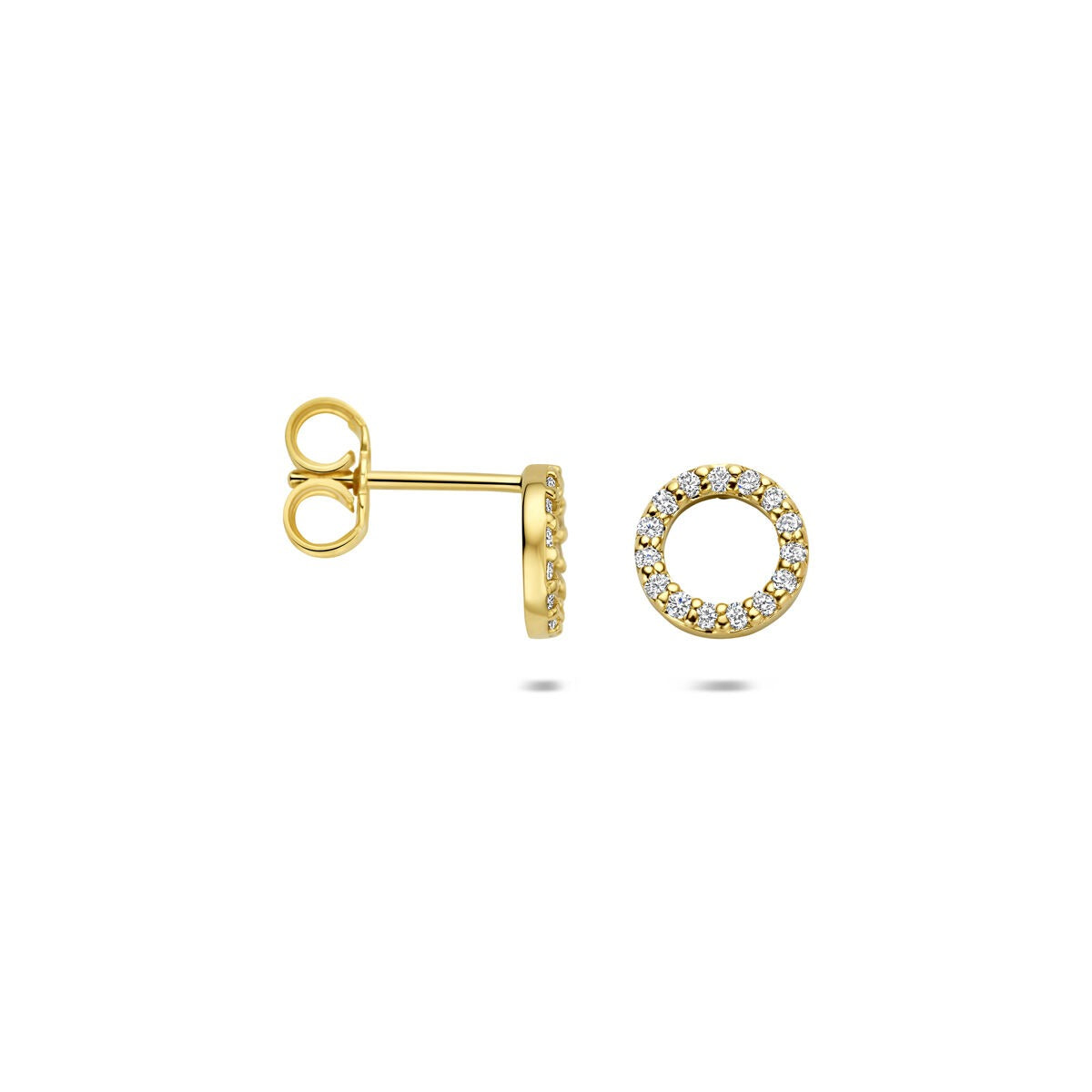Orecchini a bottone in oro giallo 14k con diamante lab grown