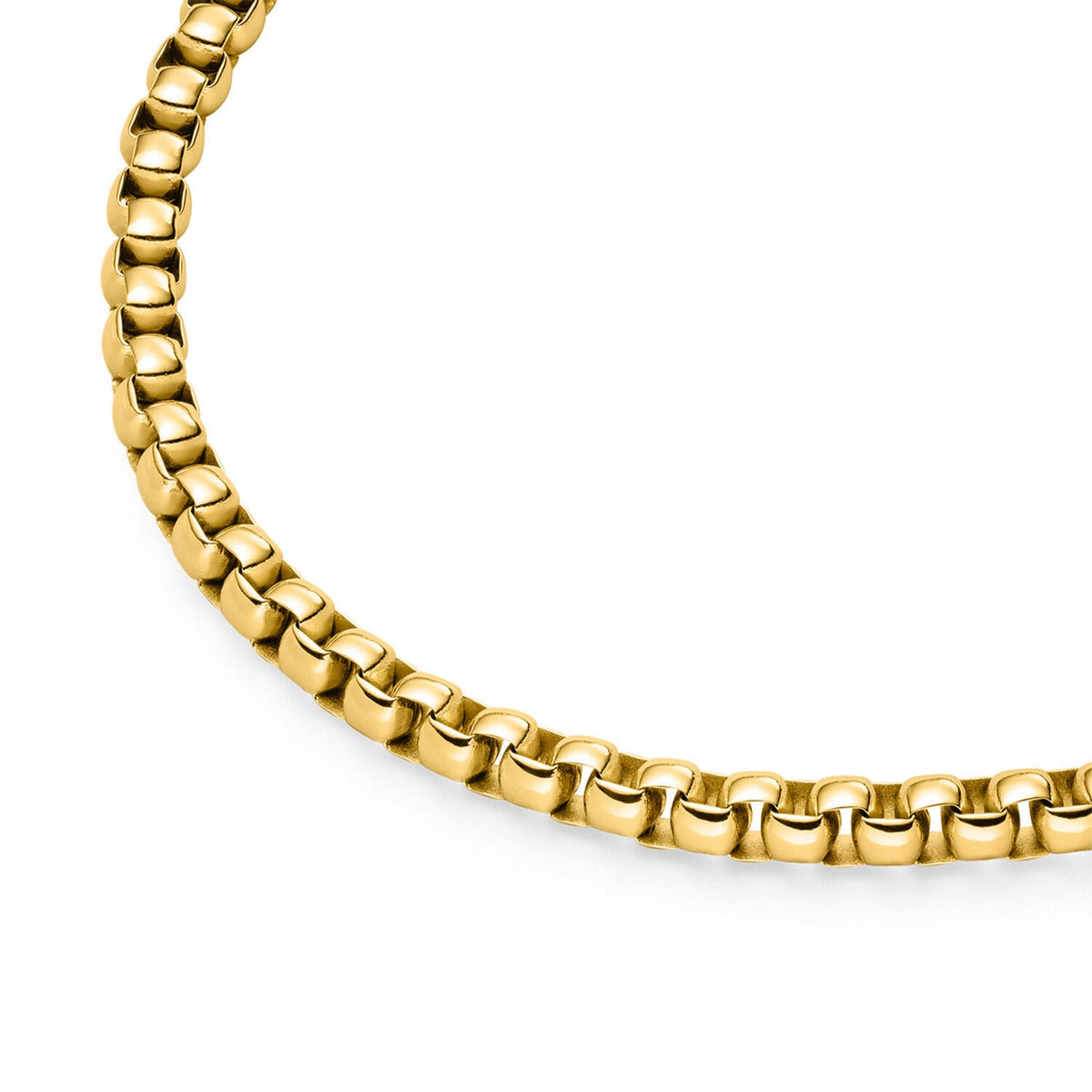 Collana in titanio dorato con maglia rolò, design semplice e moderno.