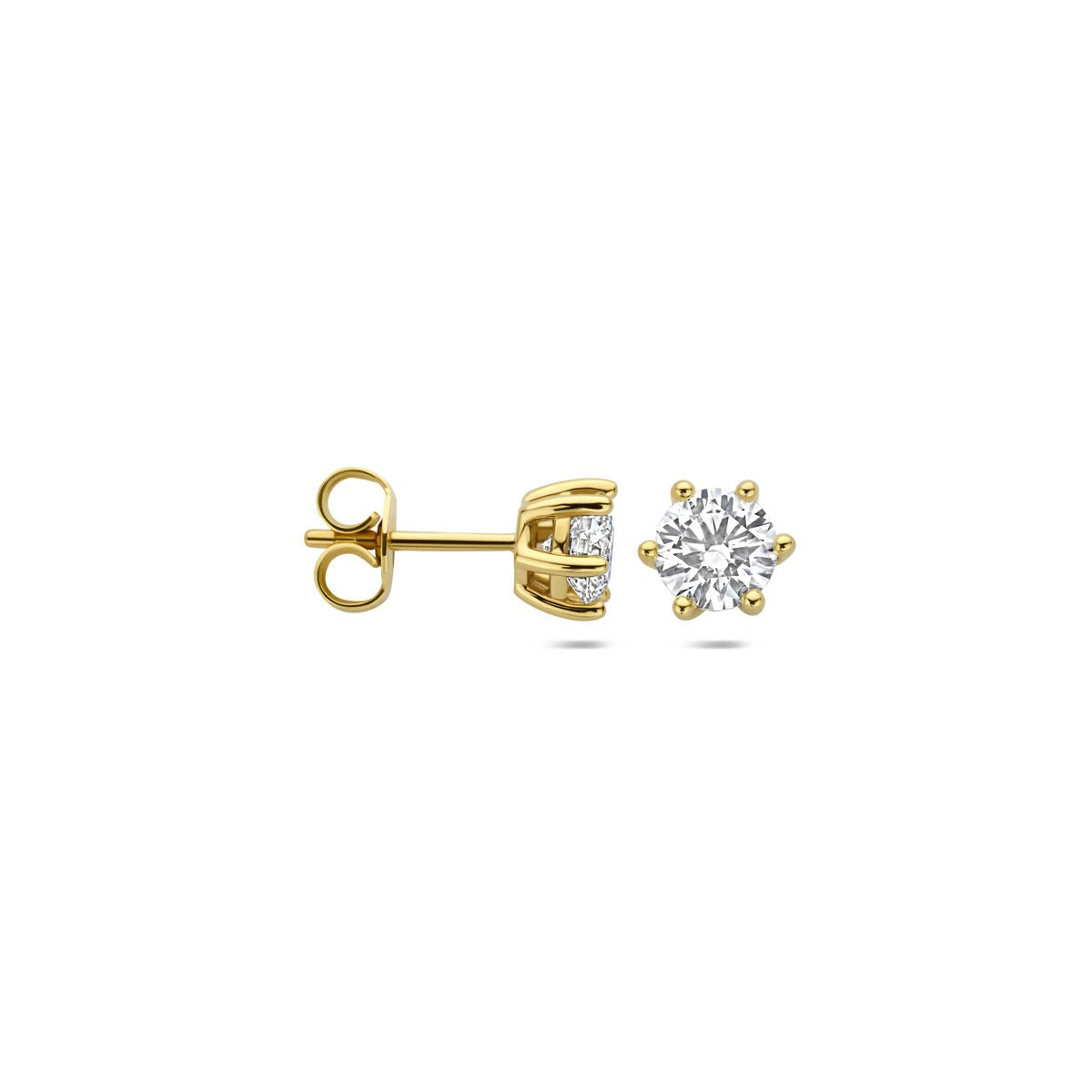 Orecchini a bottone in oro con diamante lab grown – oro giallo 14k