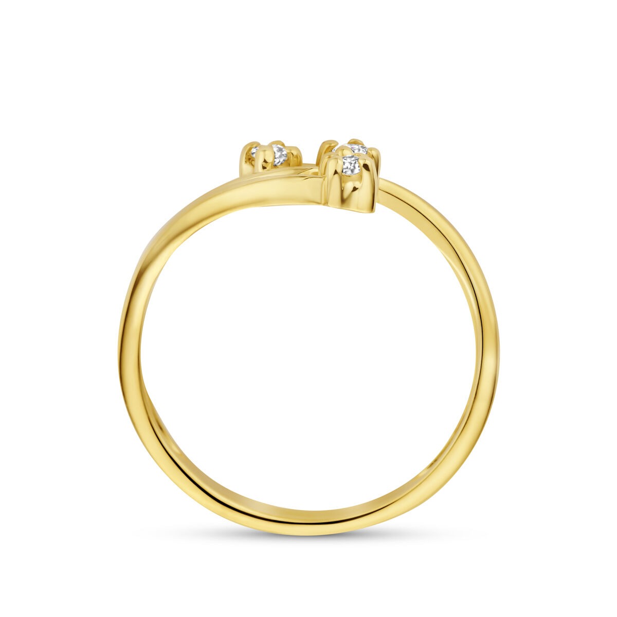 Anello in Oro Giallo 14k con Diamante Coltivato in Laboratorio