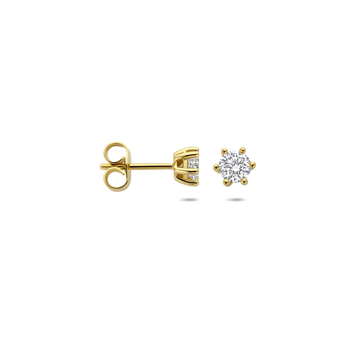 Orecchini a bottone in oro con diamante lab grown – oro giallo 14k