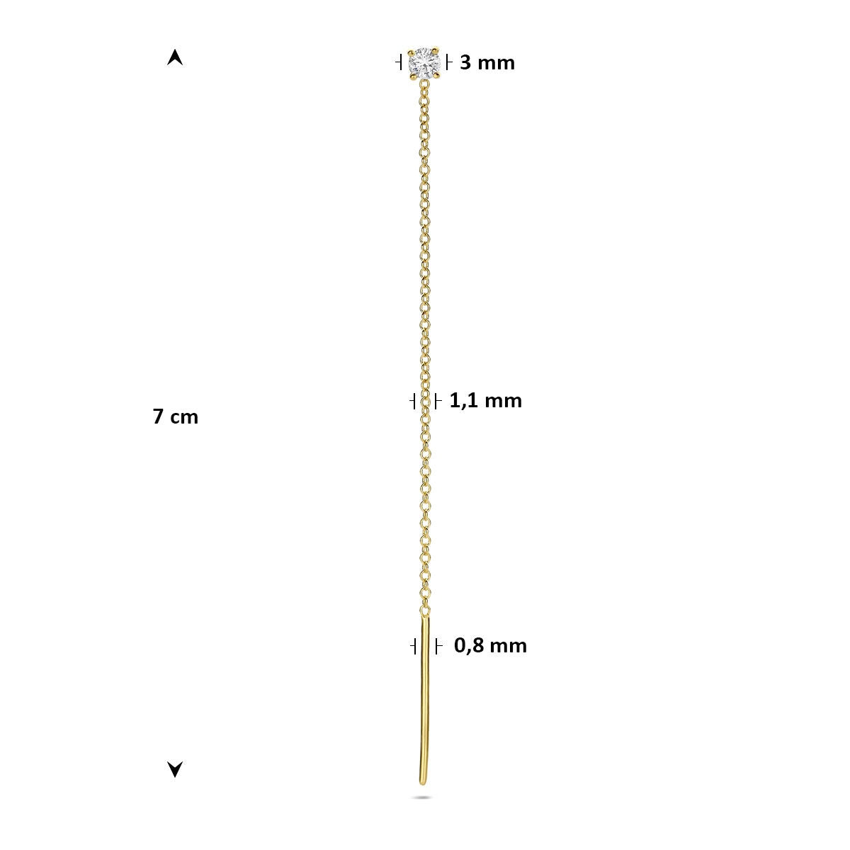 Orecchino a catenella in oro giallo 14k con diamante - al pezzo