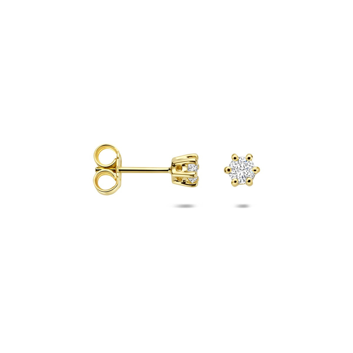 Orecchini a bottone in oro giallo 14k con diamante lab grown