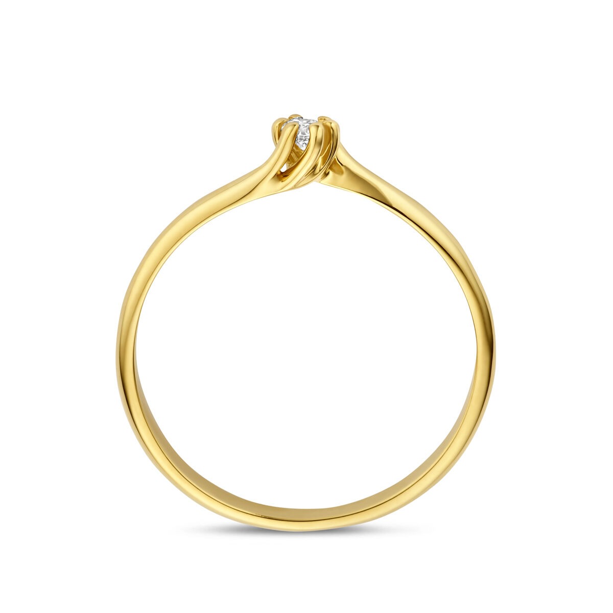 Anello in oro giallo 14k con diamante lab grown