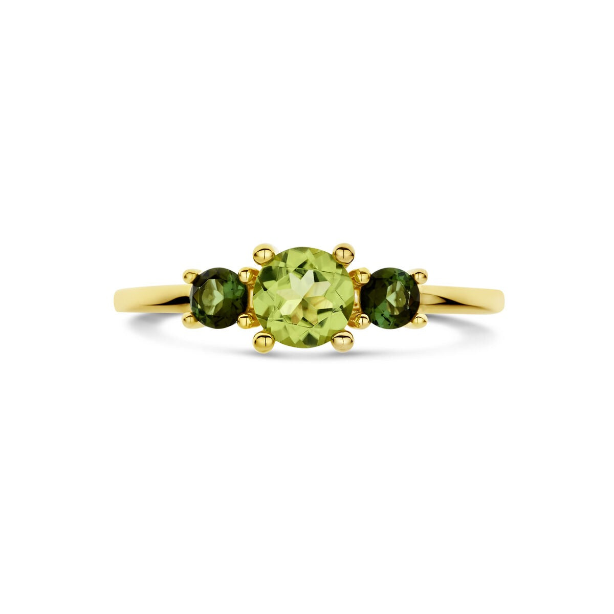 Anello da donna in oro con peridoto e tormalina – oro giallo 14k