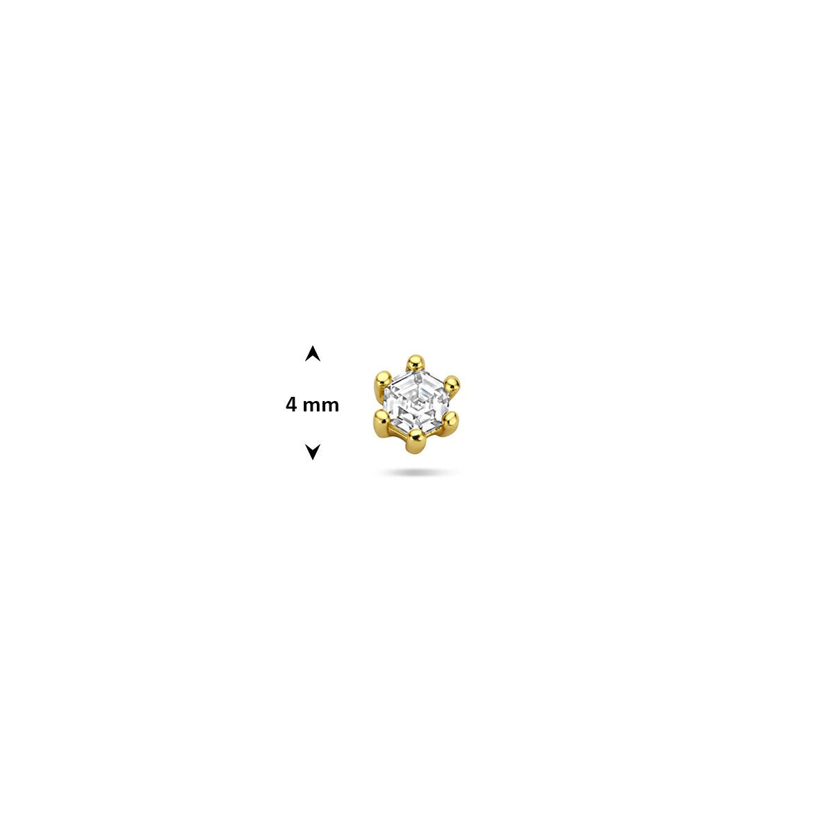 Piercing flat back in argento dorato con zircone 4 mm