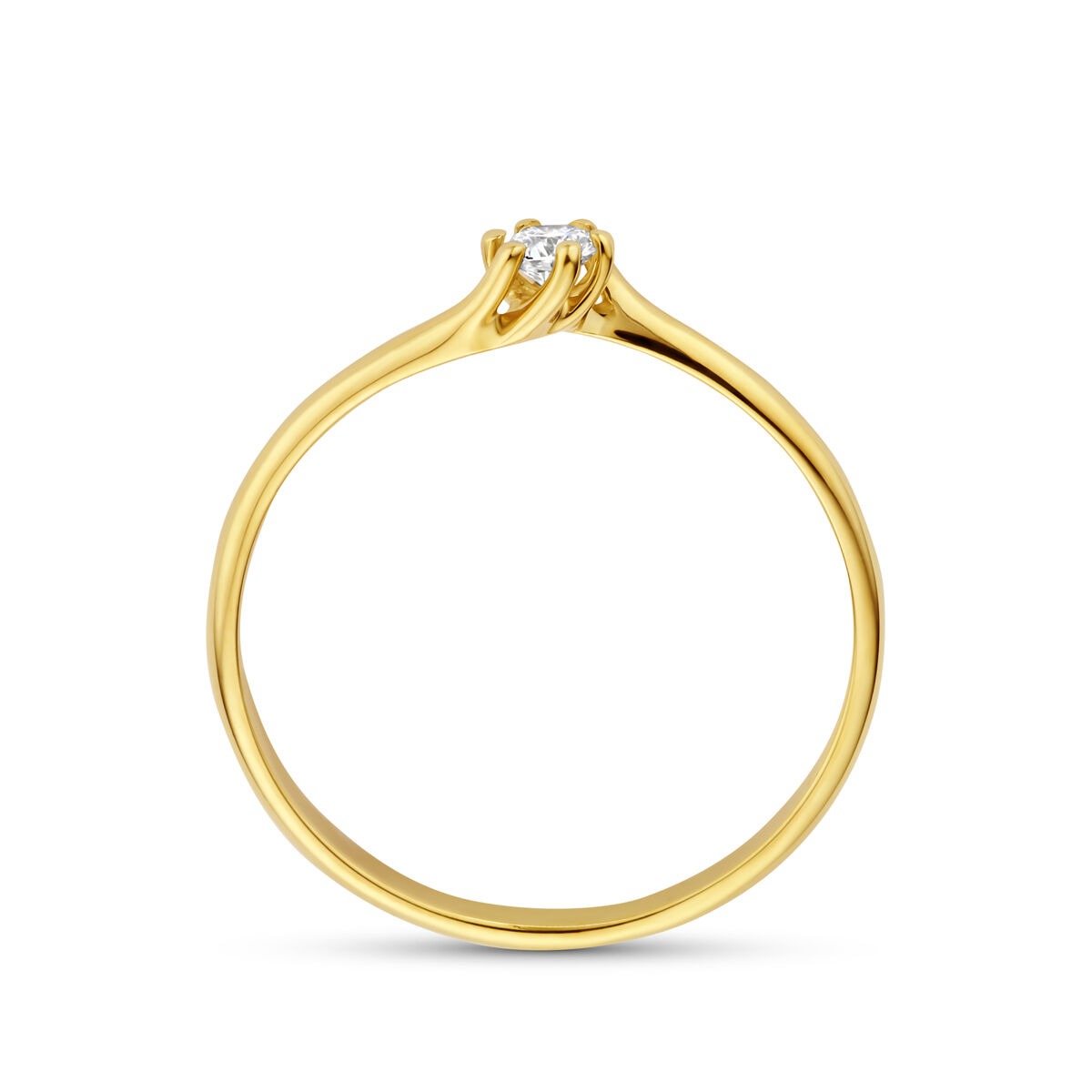 Anello in oro giallo 14K con diamante lab grown
