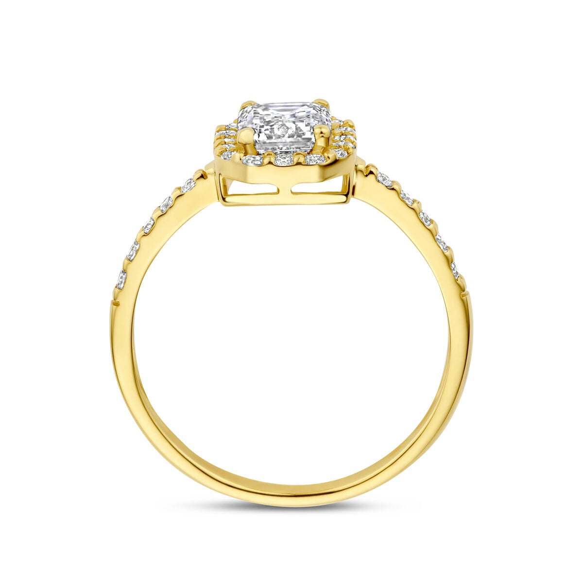 Anello in oro giallo 14k con diamante lab grown taglio smeraldo – certificato incluso