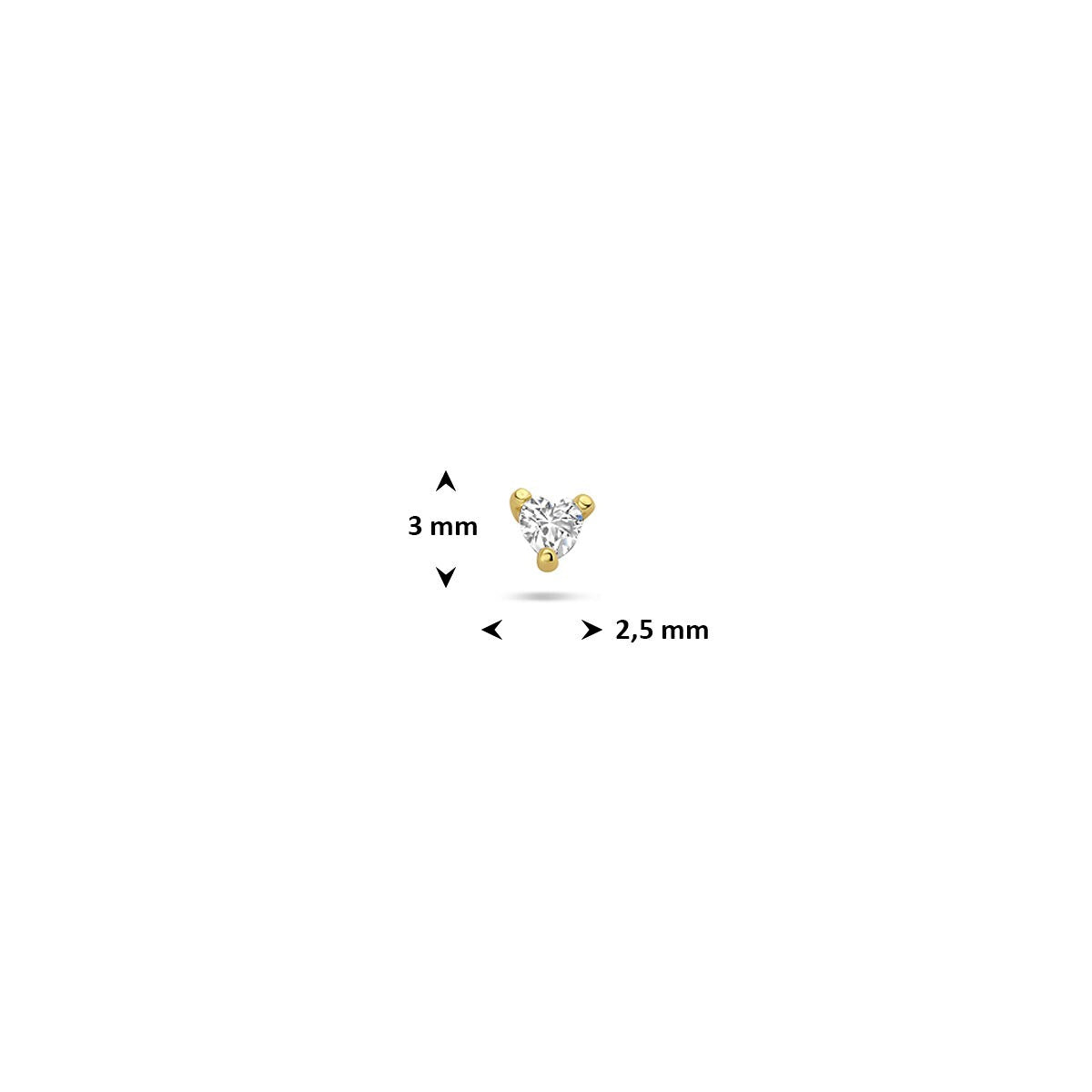 Piercing flat back in argento dorato a forma di cuoricino con zircone – argento 925