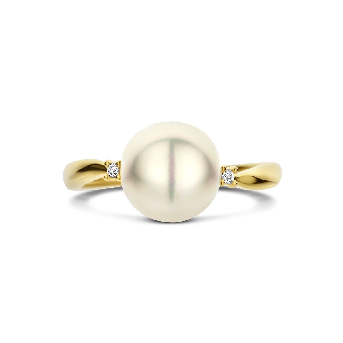 Anello da donna in oro con diamante e perla – oro giallo 14k