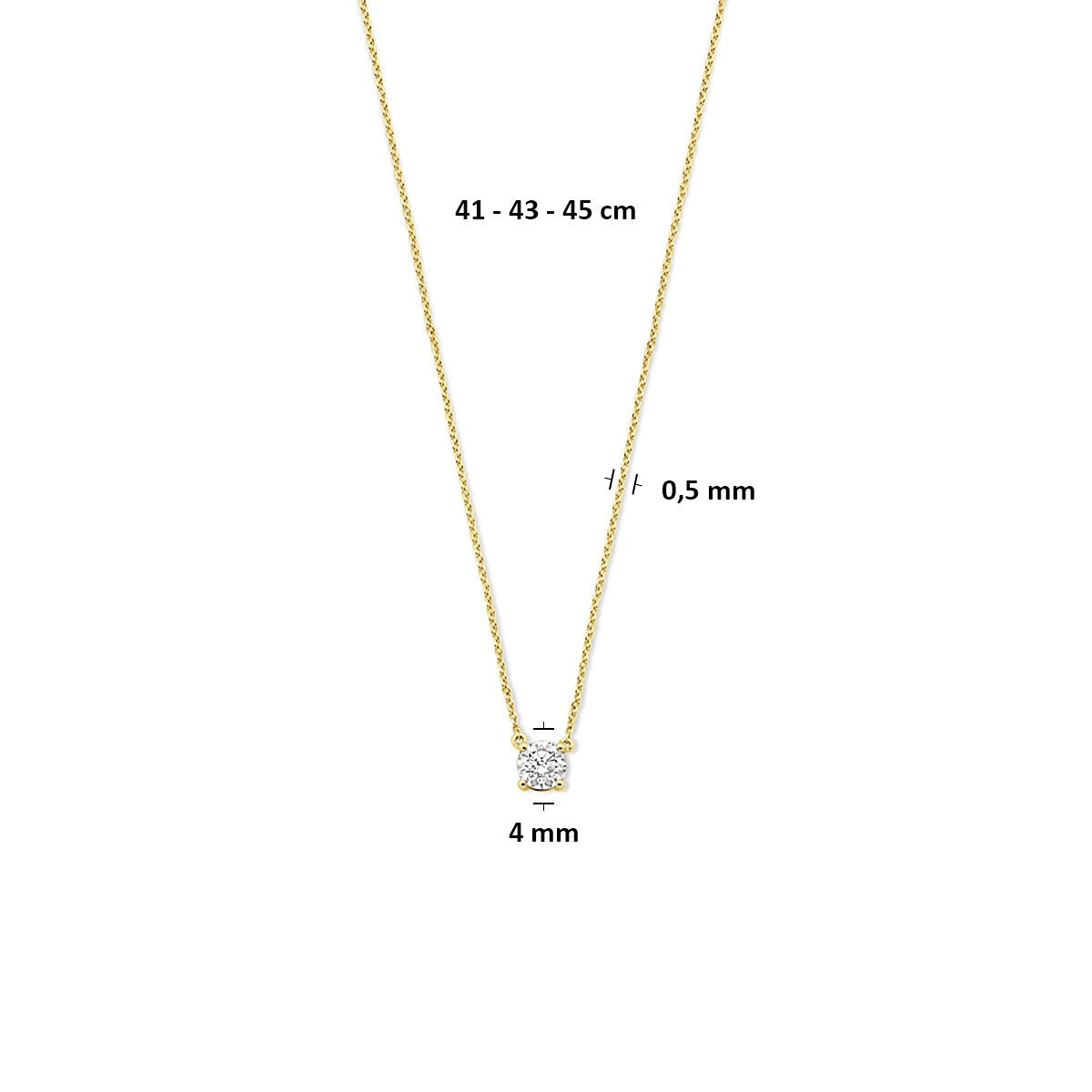 Collana in oro giallo 14k con diamante lab grown