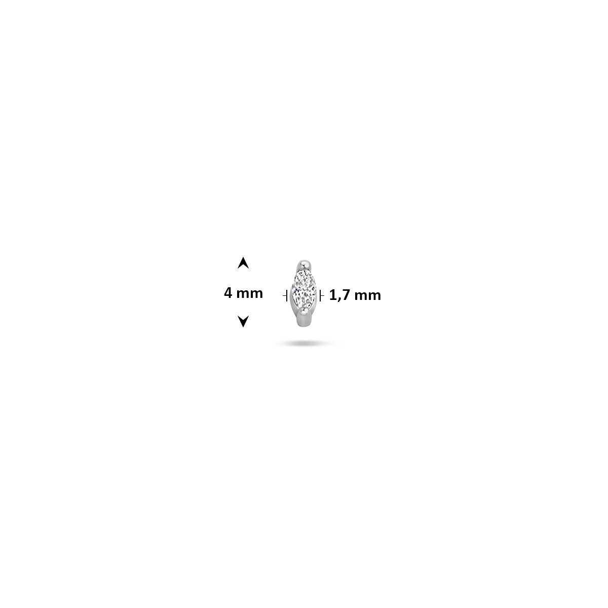 Flat back piercing in argento rodiato con zircone ovale – argento 925