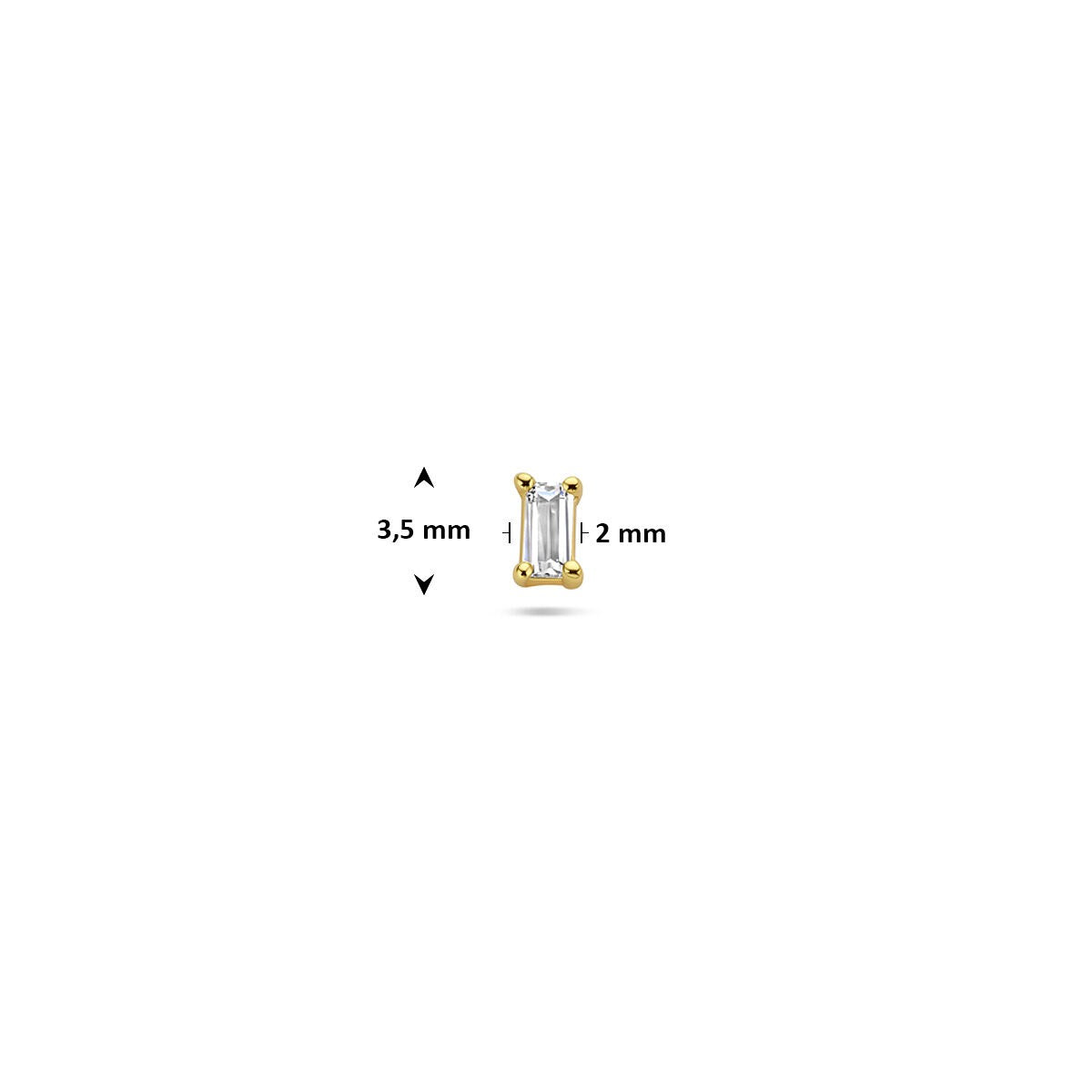 Piercing flat back in argento dorato con zircone baguette – argento 925