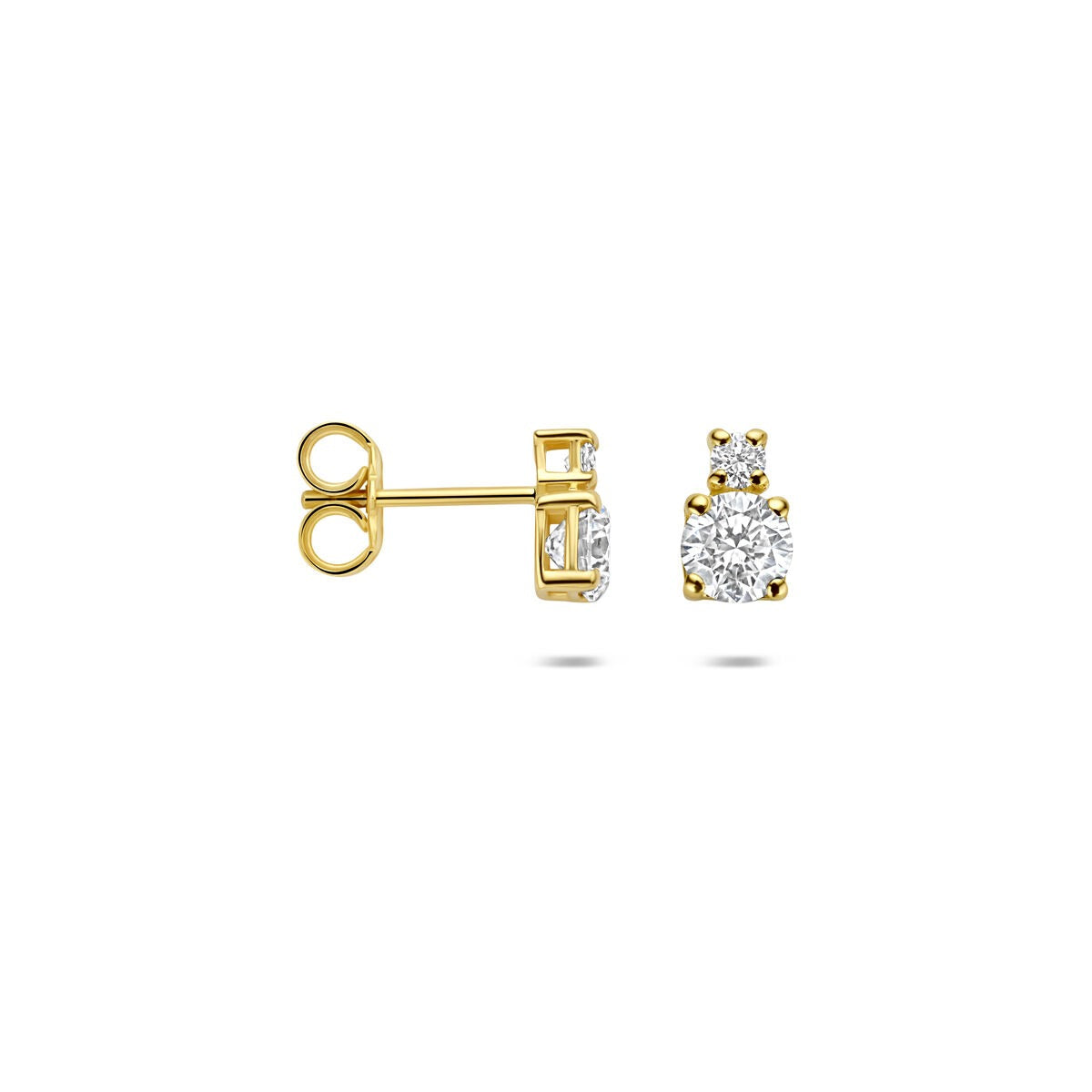Orecchini a bottone in oro giallo 14k con diamante lab grown