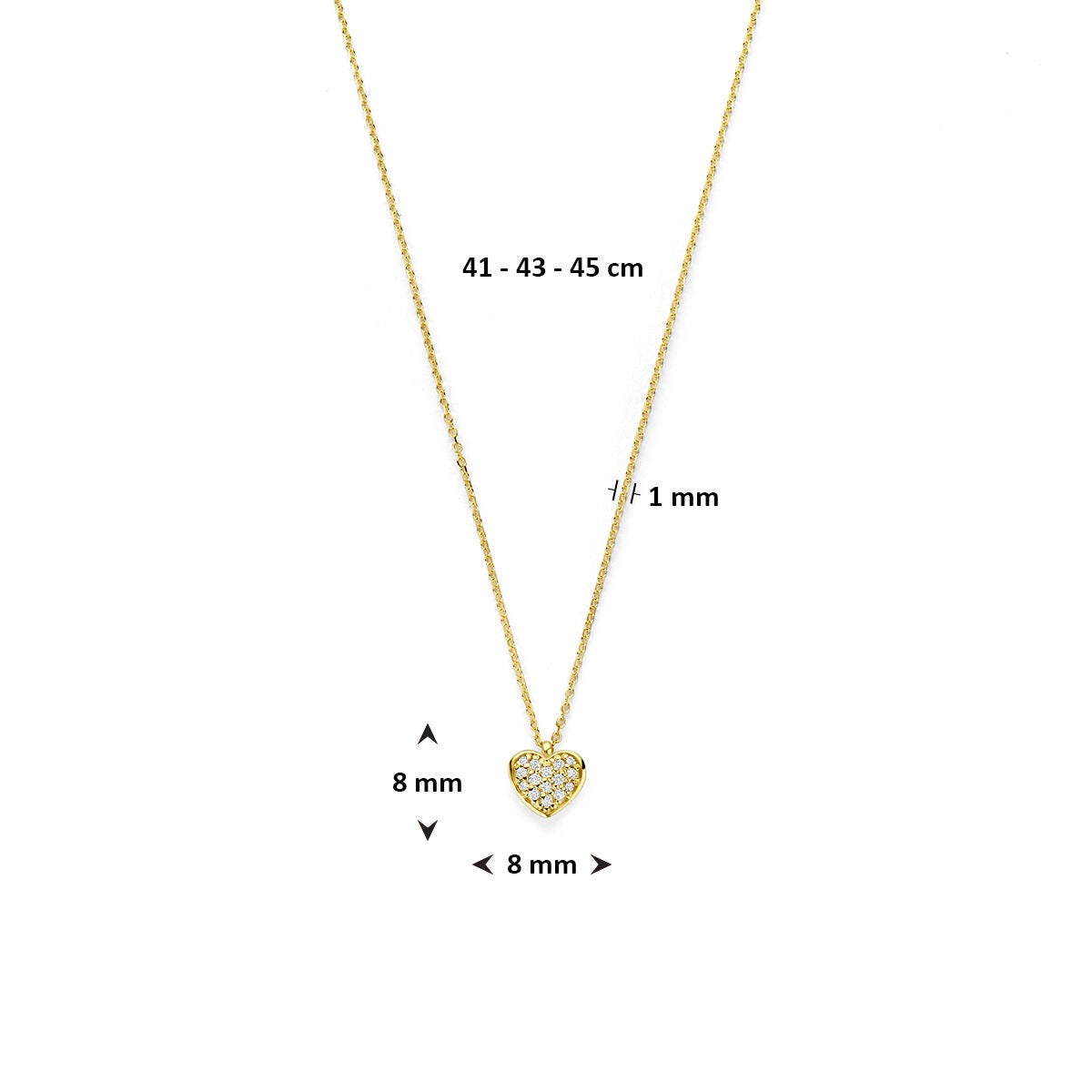 Collana in oro giallo 14k con cuoricino diamante