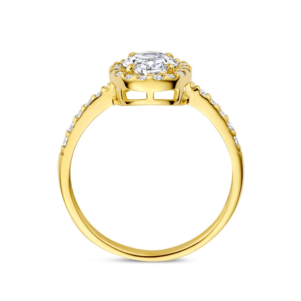 Anello in oro giallo 14k con diamante lab grown ovale – certificato incluso