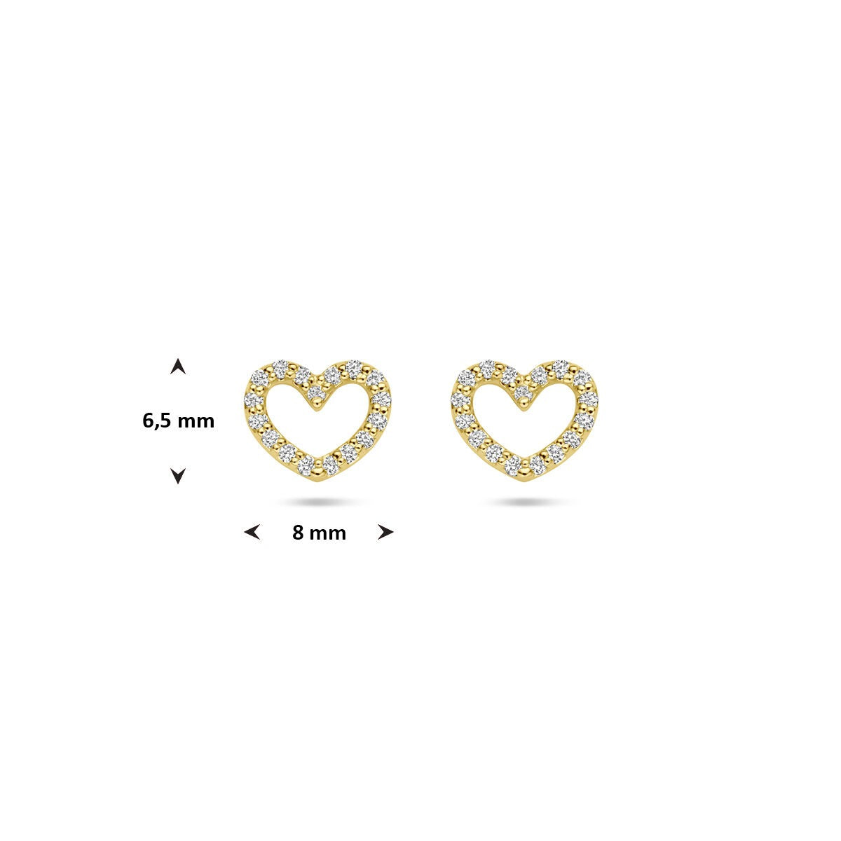 Orecchini a bottone a forma di cuore in oro giallo 14k con diamante lab grown
