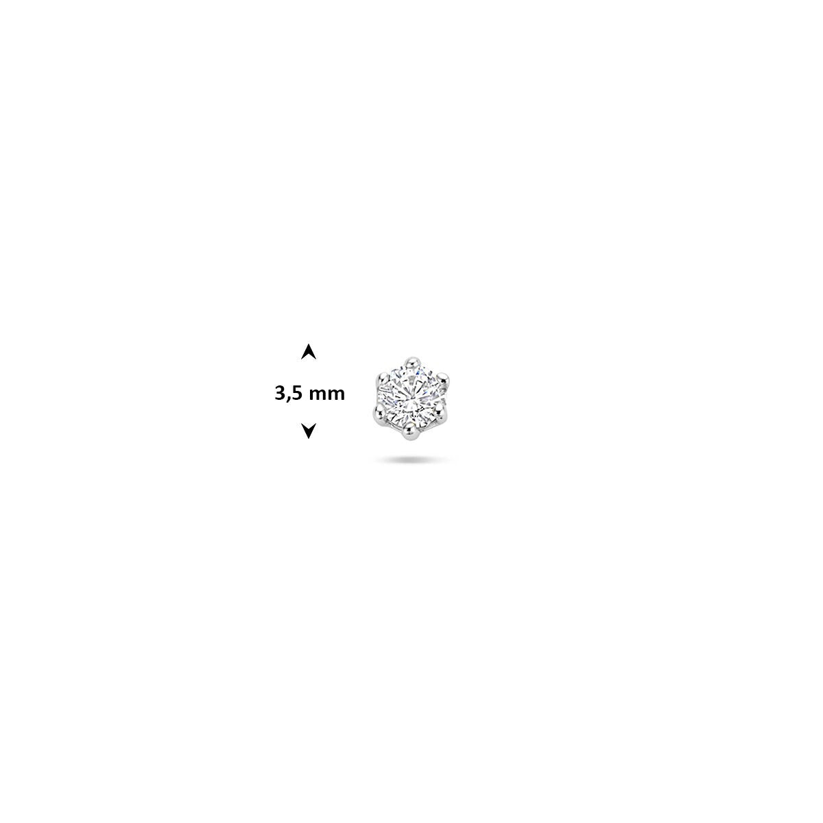 Piercing flat back in argento rodiato con zirconia 3,5 mm